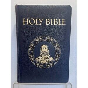 BIG Vintage HOLY BIBLE 1956 Leather Illustrated GUIDING LIGHT EDITION KJV EUC